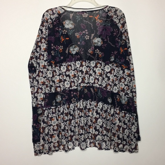 Free People Mixed Floral Patchwork Blouse XS - Picture 2 of 8